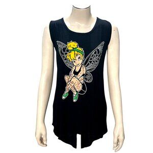 CCC Tattooed Disney Tinkerbell Black Sleeveless Tank Top XL Cotton Spandex Blend